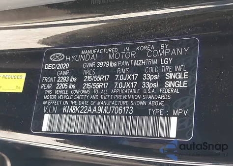 2021 Hyundai Kona Sel from USA, damaged, VIN KM8K22AA9MU706173